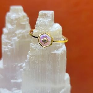 Local Eclectic 9k Gold Angel Aura Quartz ring